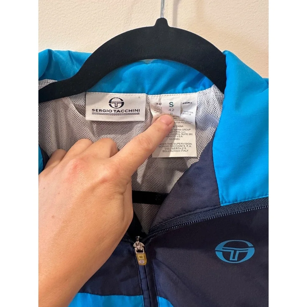 SERGIO TACCHINI Men's‎ Icona Windbreaker Jacket Navy S-Tech Sport Retro Sz 42
